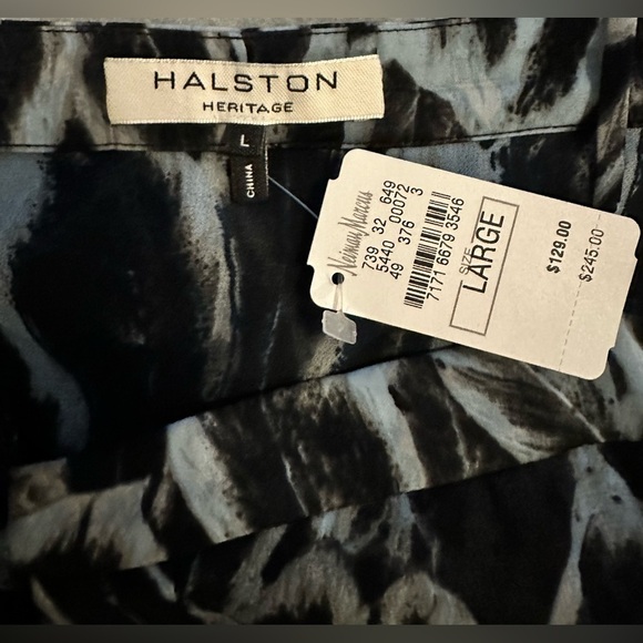NWT Halston Heritage Silk Blouse Asymmetric Spaghetti Strap Top size L - Picture 4 of 6